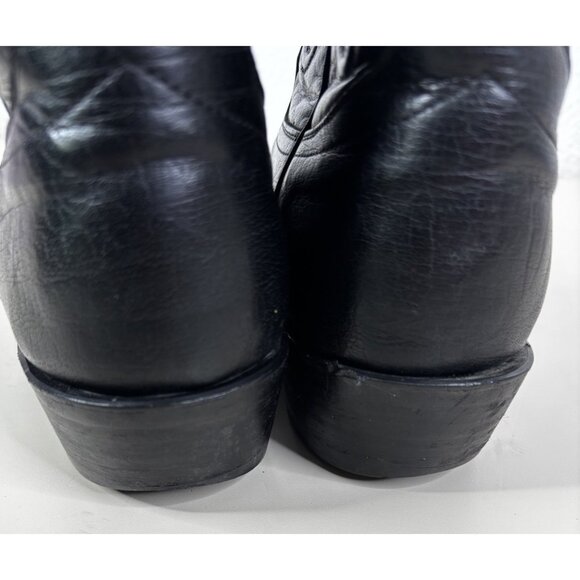 Luskeys Ryons Men 9.5 D Fort Worth Western Cowboy Dress Boots Black Leather EUC main image 6